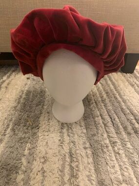 Laura Ashley 1980’s vintage 100% Cotton Velvet Red Bonnet
